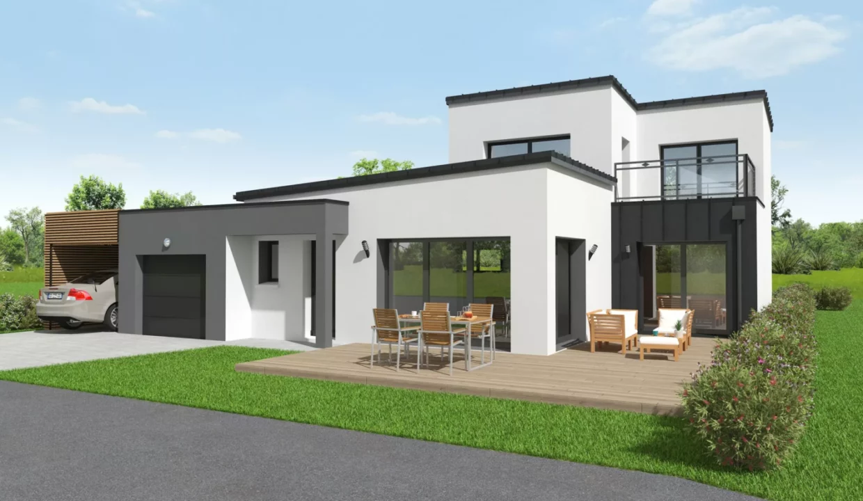 Neology Constructeur De Maison Lamballe Maison Moderne Avec Jeu De Volumes Plancoet 2